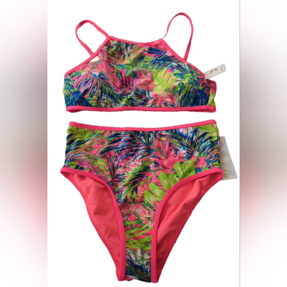 NWT TINIBIKINI MULTICOLORED FLORAL TANKKINI SZ L